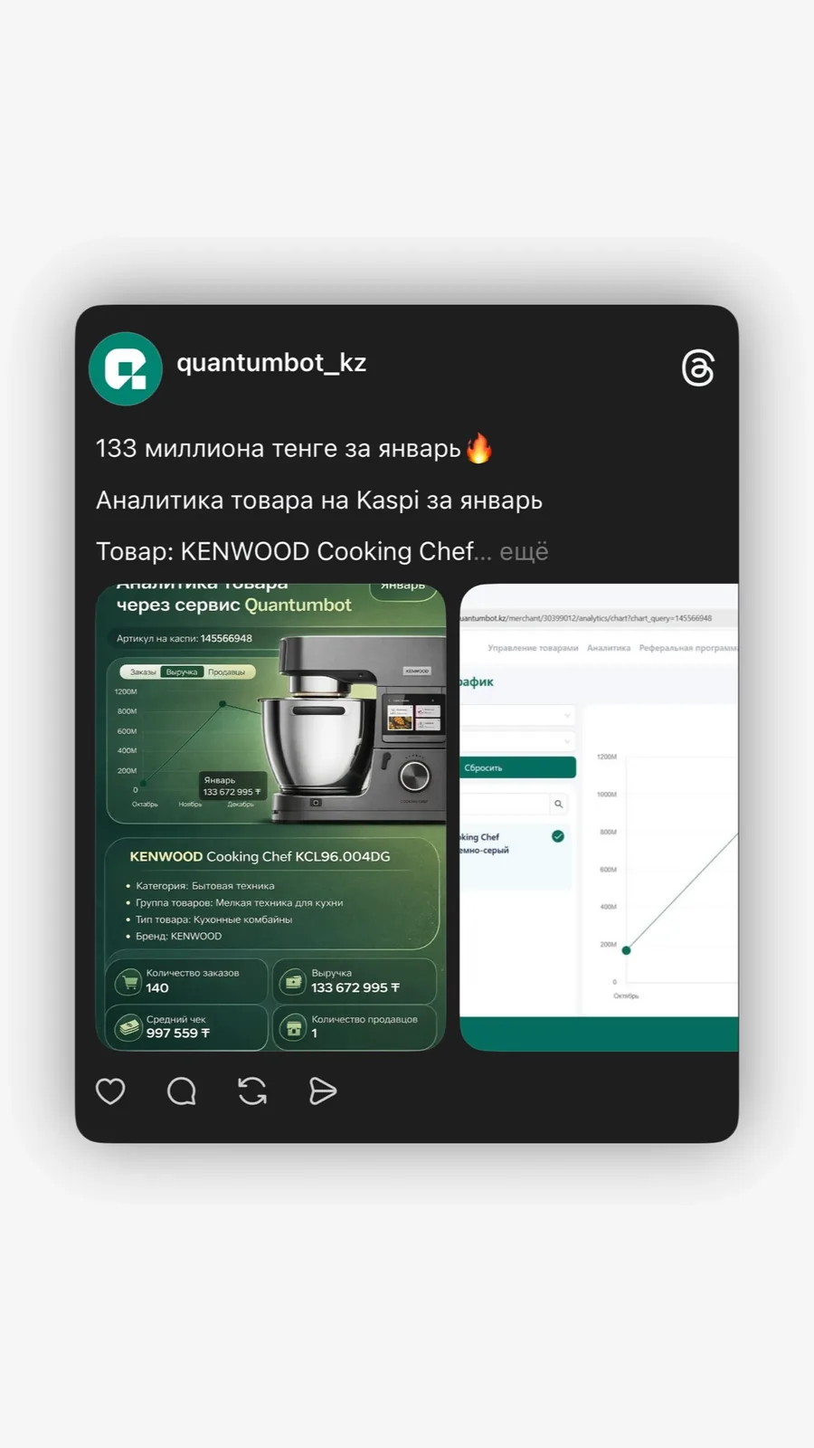 Отчёт Quantumbot по аналитике товара KENWOOD Cooking Chef на Kaspi за январь Отчёт Quantumbot по аналитике товара KENWOOD Cooking Chef на Kaspi за январь