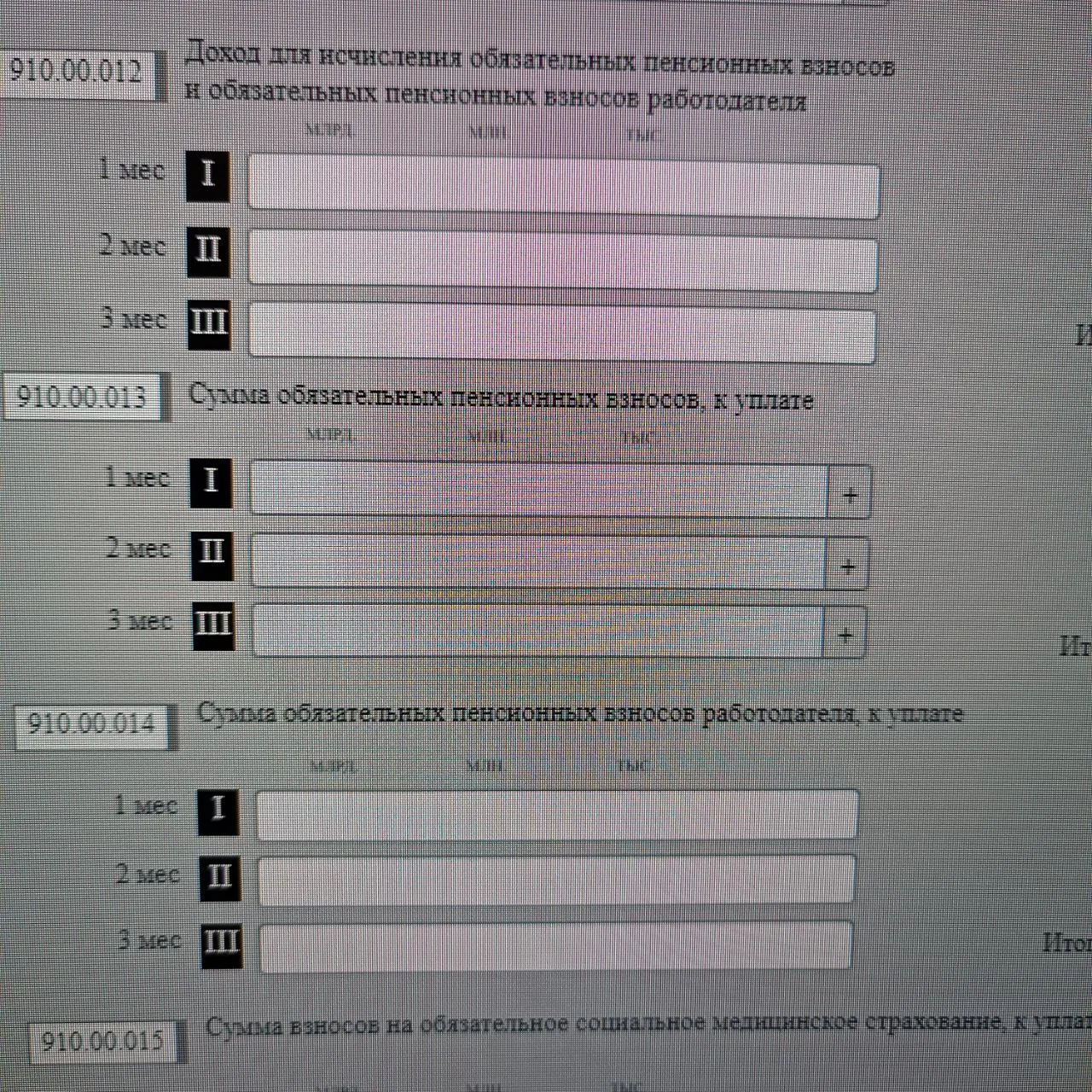 Скриншот русскоязычной веб‑формы с полями и разделами I, II, III, без данных о закупках Скриншот русскоязычной веб‑формы с полями и разделами I, II, III, без данных о закупках