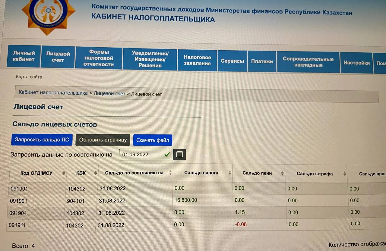 Скриншот онлайн‑кабинета с таблицей финансовых операций и налоговой отчетности Скриншот онлайн‑кабинета с таблицей финансовых операций и налоговой отчетности